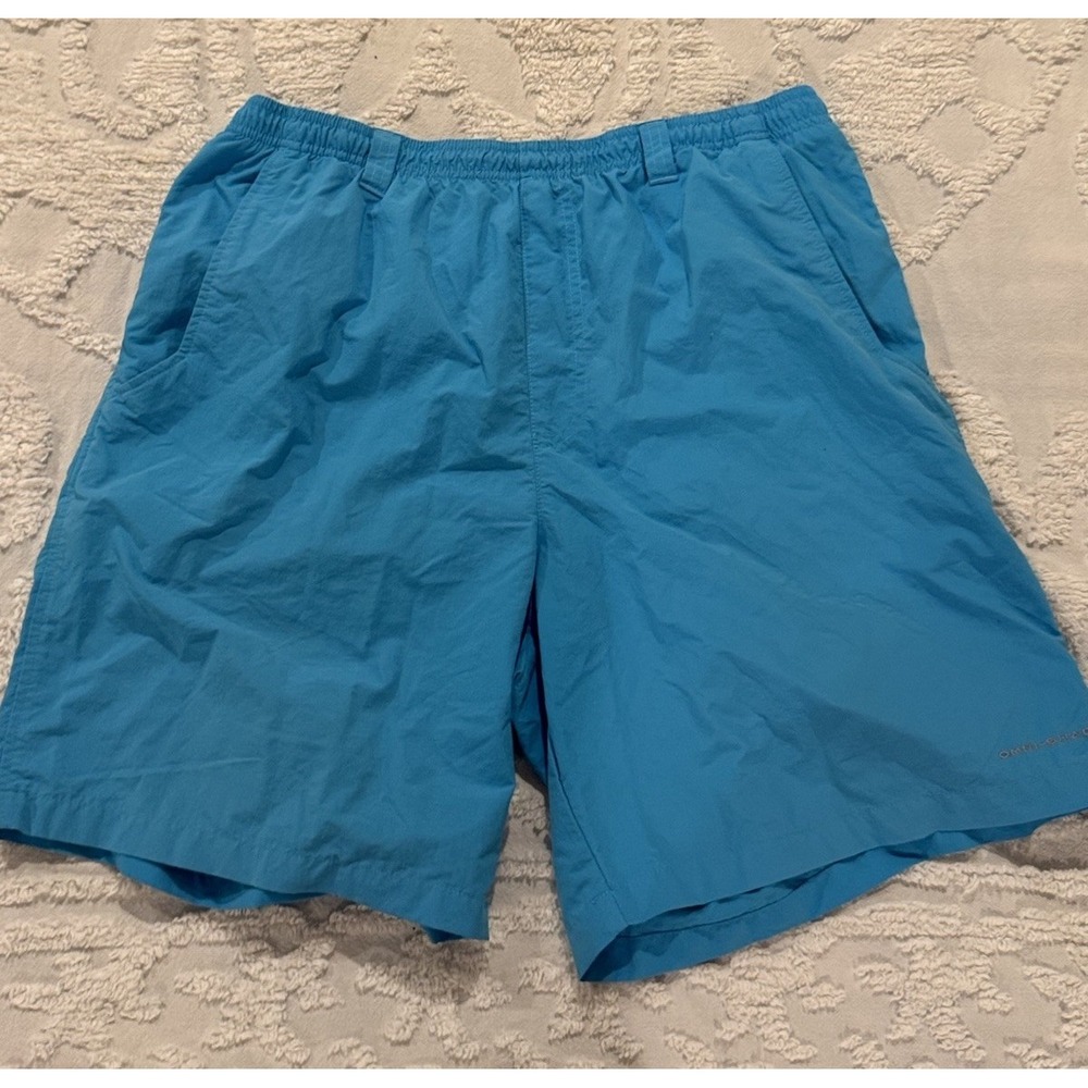 Columbia PFG Mens Swim Trunks Blue Mesh Lined Fishing Shorts Size L 32w